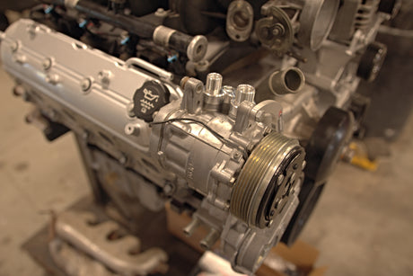 AC compressor straight manifold (Sanden 7176) - K10550