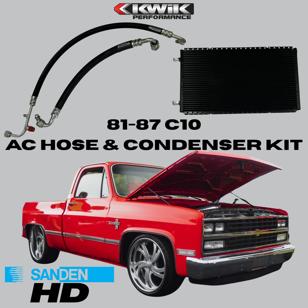 AC Hose and Condenser Kit (1981-87) C10 Chevy - Sanden HD- K10799