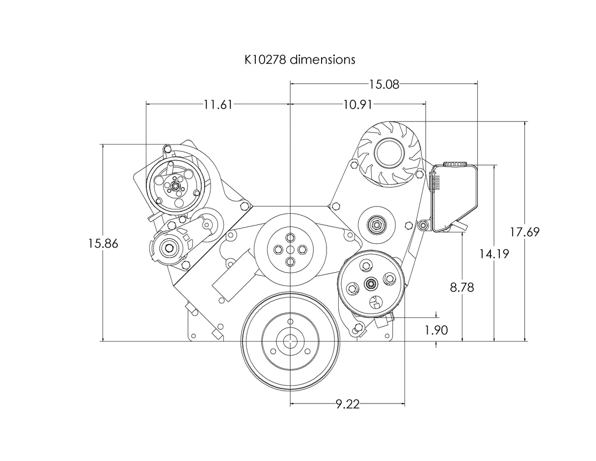 BBC Serpentine Package, AC-Alt/PS Type-2 pump (Sanden Mini) - K10278