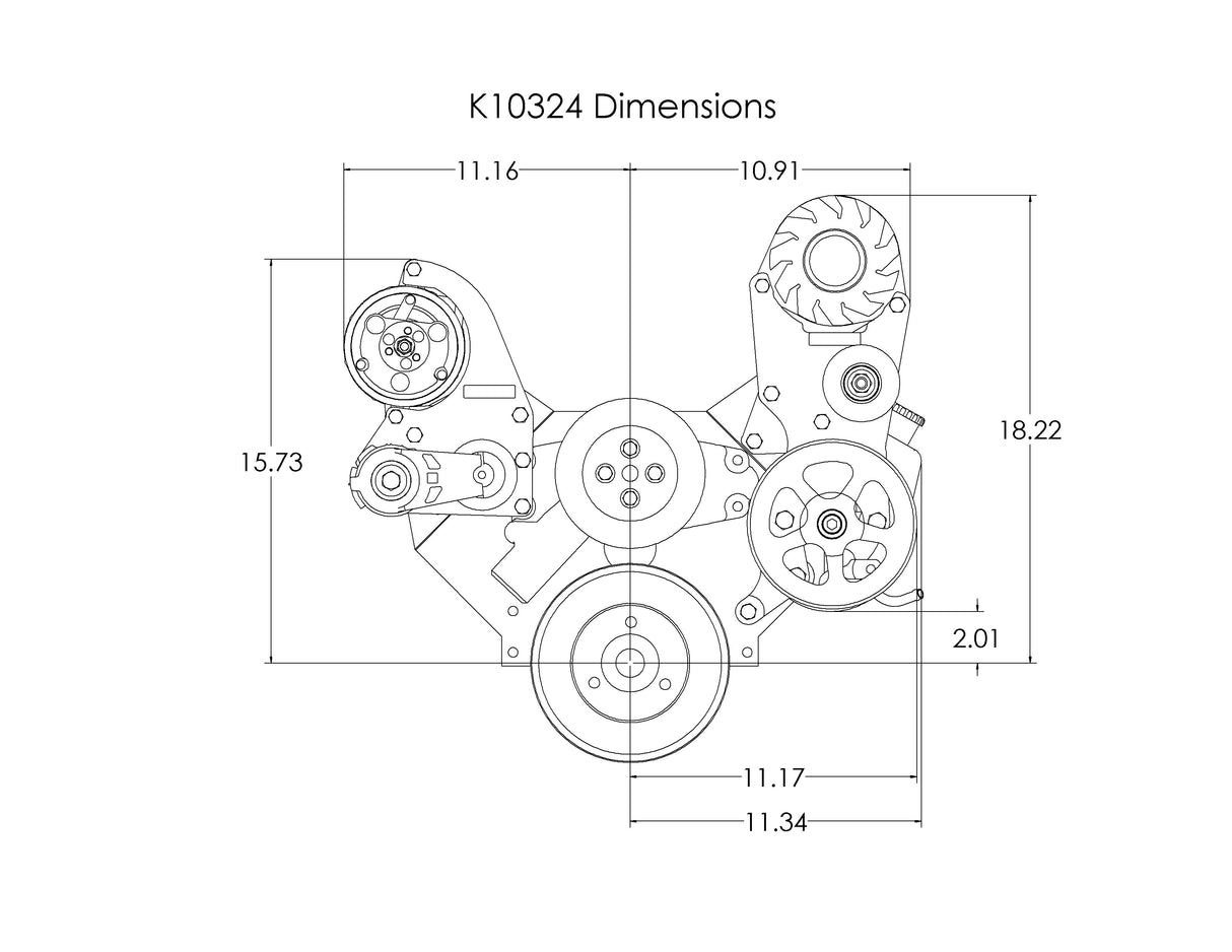 Paquete SBC Serpentine, AC-Alt/PS (Sanden Mini)