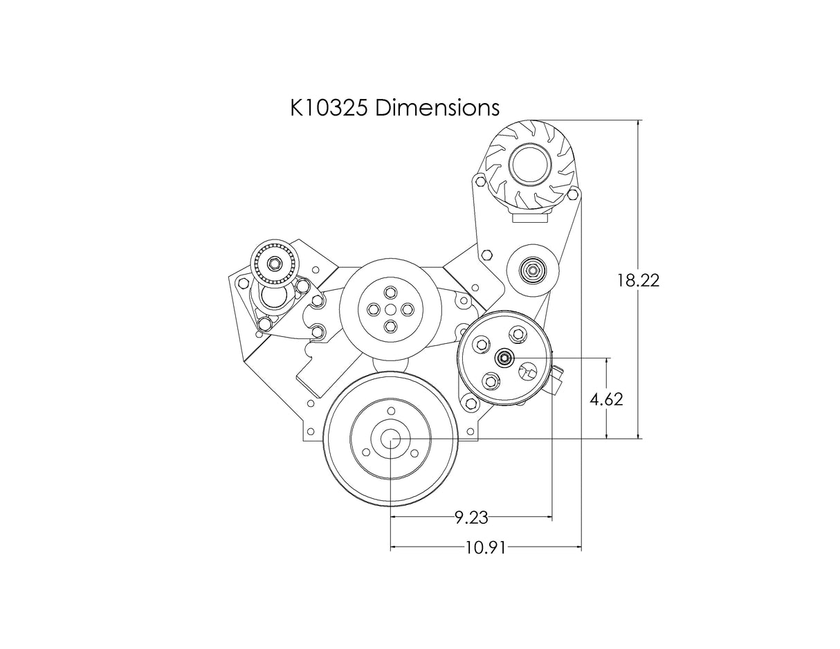 SBC Serpentine Package, Alt/PS Type-2 pump (No AC) - K10325