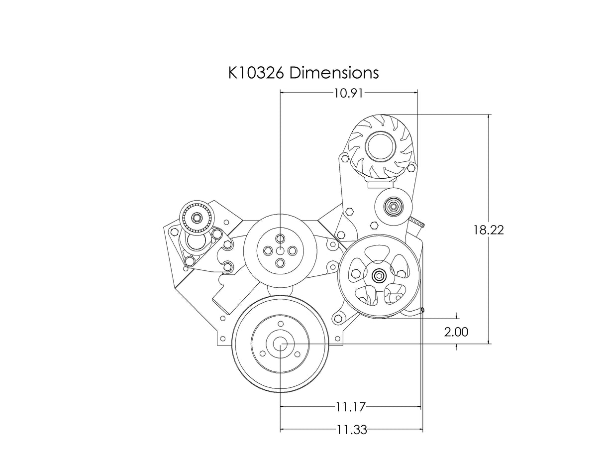 SBC Serpentine Package, Alt/PS P-series pump (No AC) - K10326