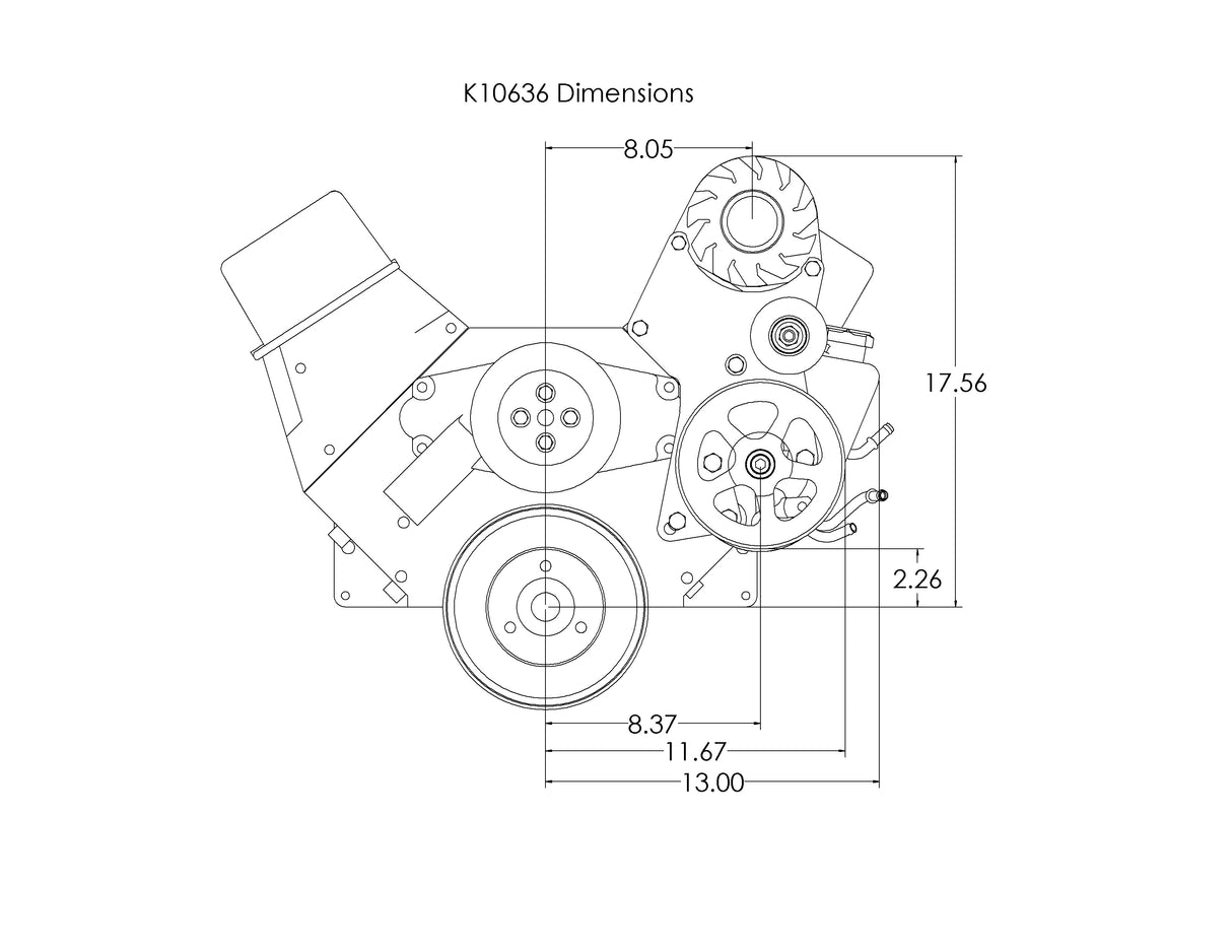 BBC Serpentine Package, AC-Alt/PS - P-series pump (Sanden 508/709) - K10654