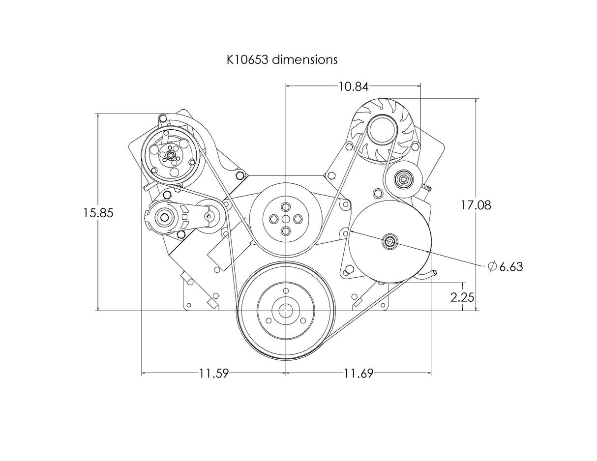 BBC Serpentine Package, AC-Alt/PS P-series pump (Sanden Mini) - K10653