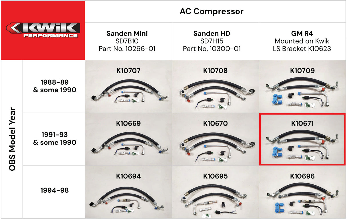 AC Hose Kit (90-93) OBS Chevy - GM R4 - K10671