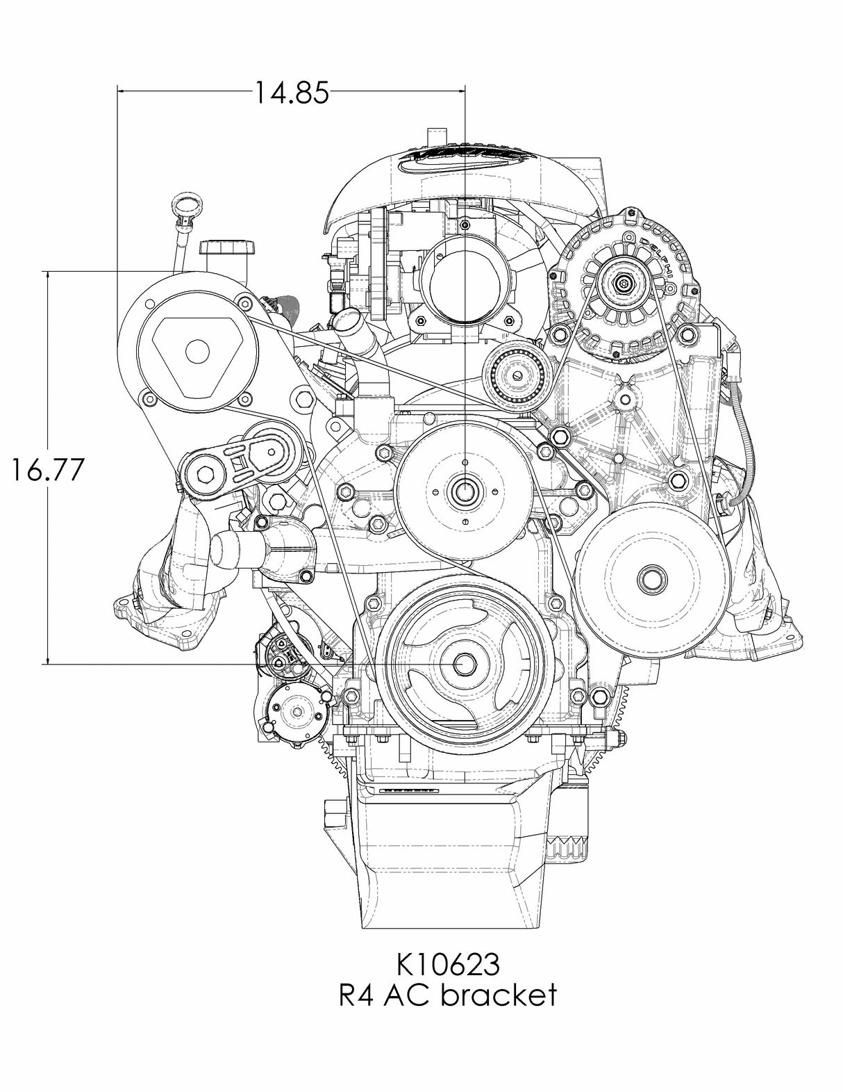 LS Wide Mount R4 AC Bracket - Truck (99-13) / Camaro (10-15) - K10623