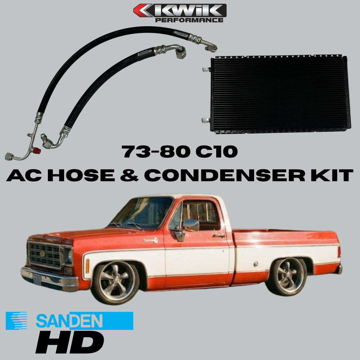 AC Hose and Condenser Kit (1973-80) C10 Chevy - Sanden HD- K10797