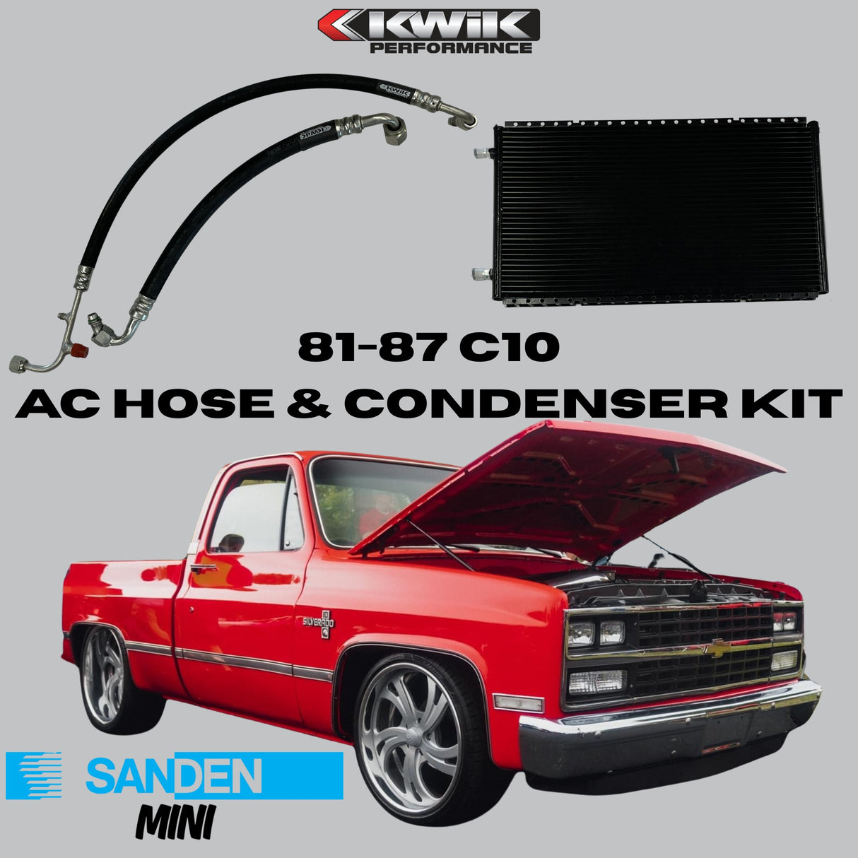 AC Hose and Condenser Kit (1981-87) C10 Chevy - Sanden Mini - K10798