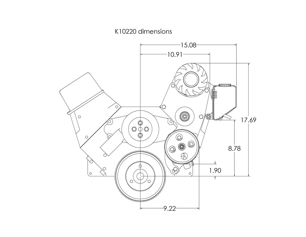 BBC Serpentine Package, AC-Alt/PS Type-2 pump (Sanden 508/709) - K10655