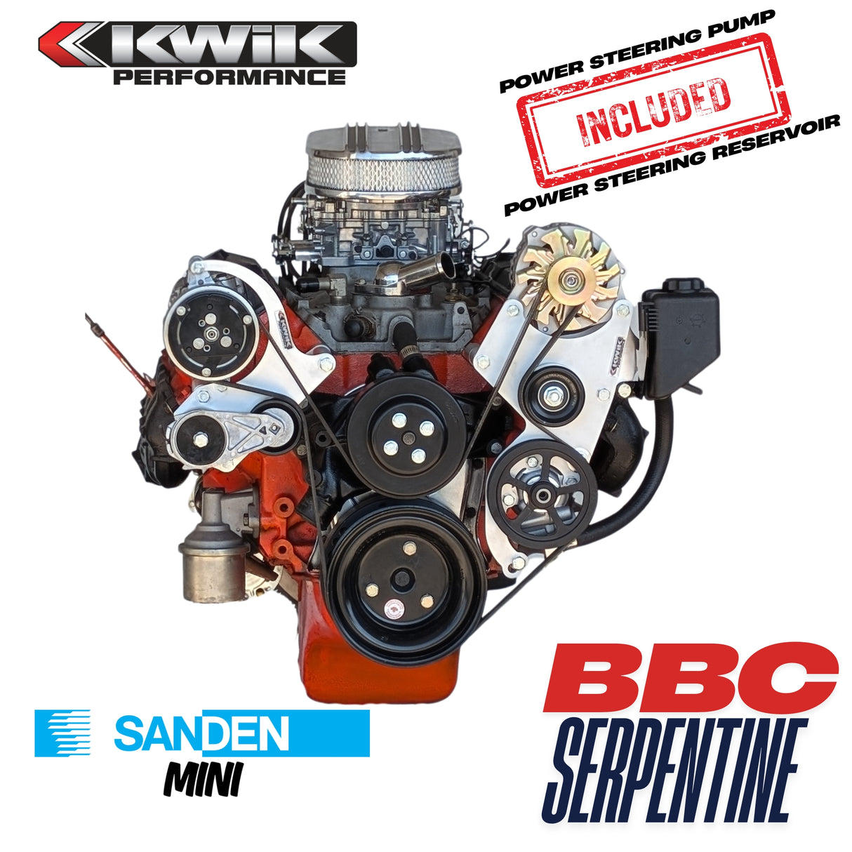 BBC Serpentine Package, AC-Alt/PS Type-2 pump (Sanden Mini) - K10278