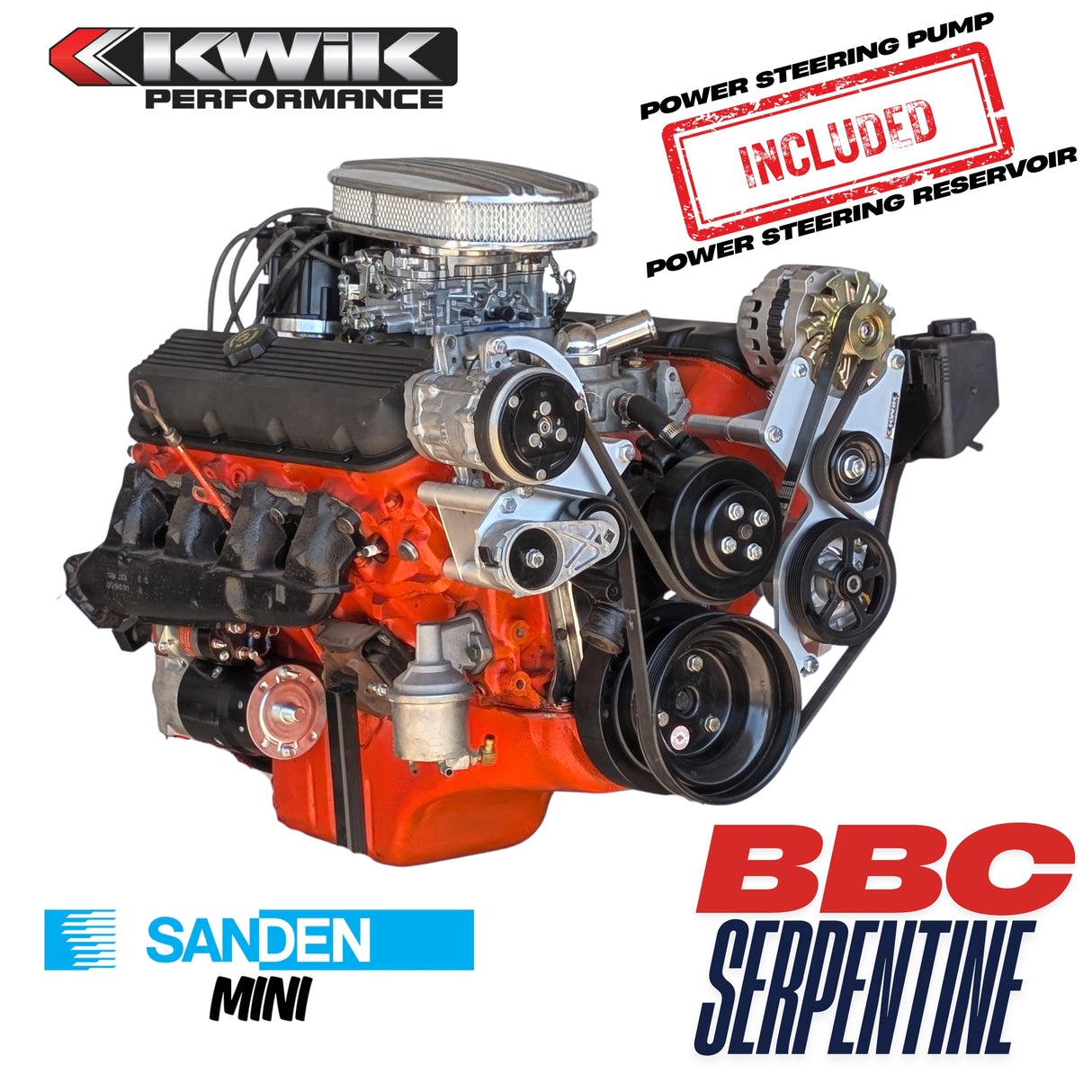 BBC Serpentine Package, AC-Alt/PS Type-2 pump (Sanden Mini) - K10278