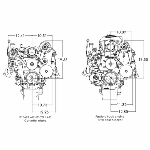 Soporte para camioneta (99-13) / Camaro (10-15) LS alto y ajustado Alt/PS (serie P)