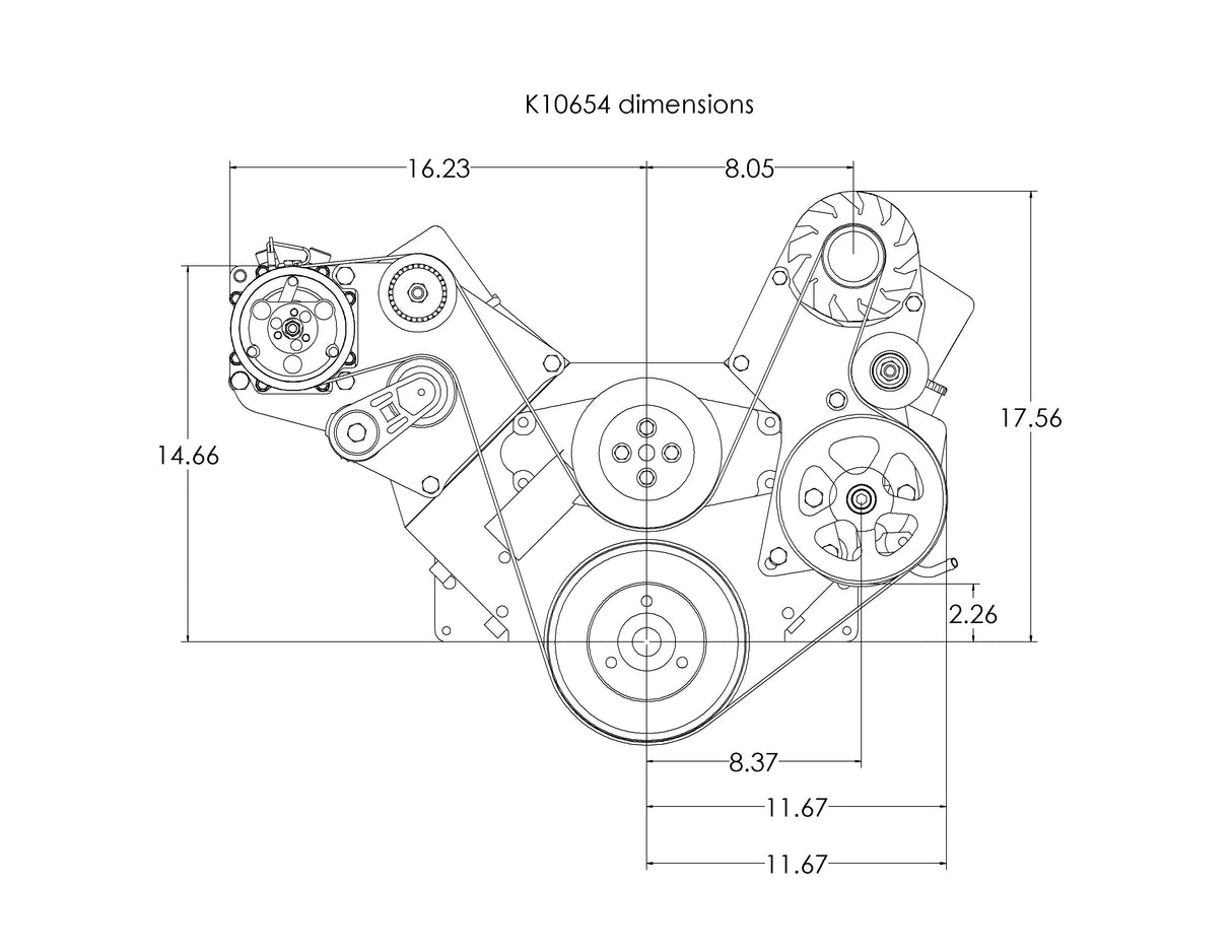 BBC Serpentine Package, AC-Alt/PS - P-series pump (Sanden 508/709) - K10654