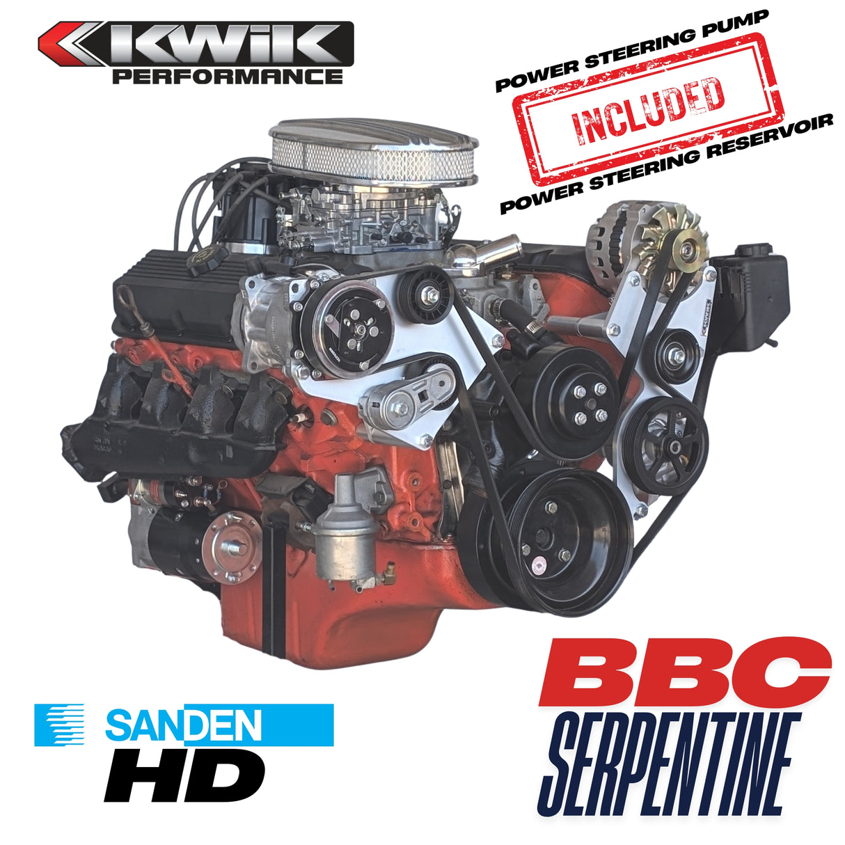 BBC Serpentine Package, AC-Alt/PS Type-2 pump (Sanden 508/709) - K10655