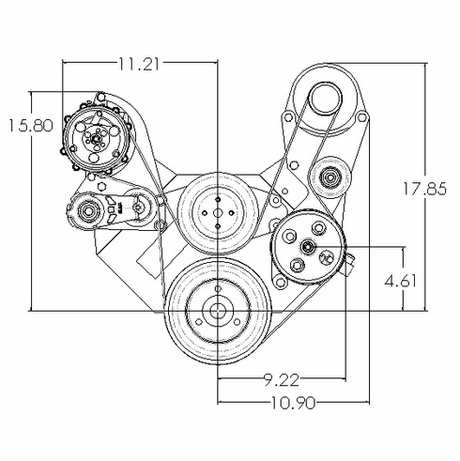 Paquete SBC Serpentine, AC-Alt/PS (Sanden Mini)